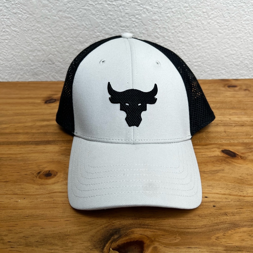 Under Armour Project Rock White and Black Trucker Baseball Hat